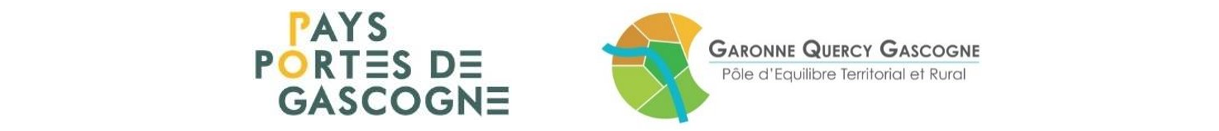 Logo des 2 territoires signataires du programme Territoire d'industrie 32-82  : le PETR Pays Portes de Gascogne et le PETR Garonne Quercy Gascogne