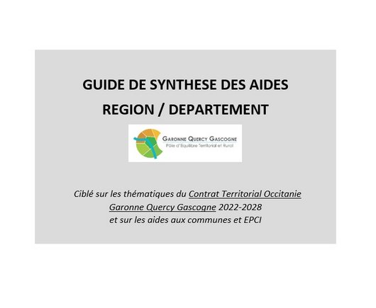 Page de garde du guide de synthèse des aides Région / Département